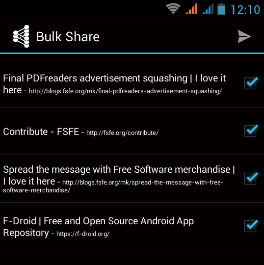 Screenshot of bulkshare with multiple links open