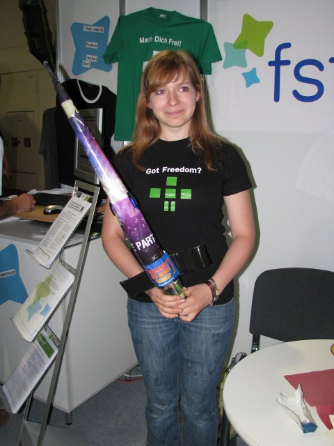 Winner of the booth game with a sword