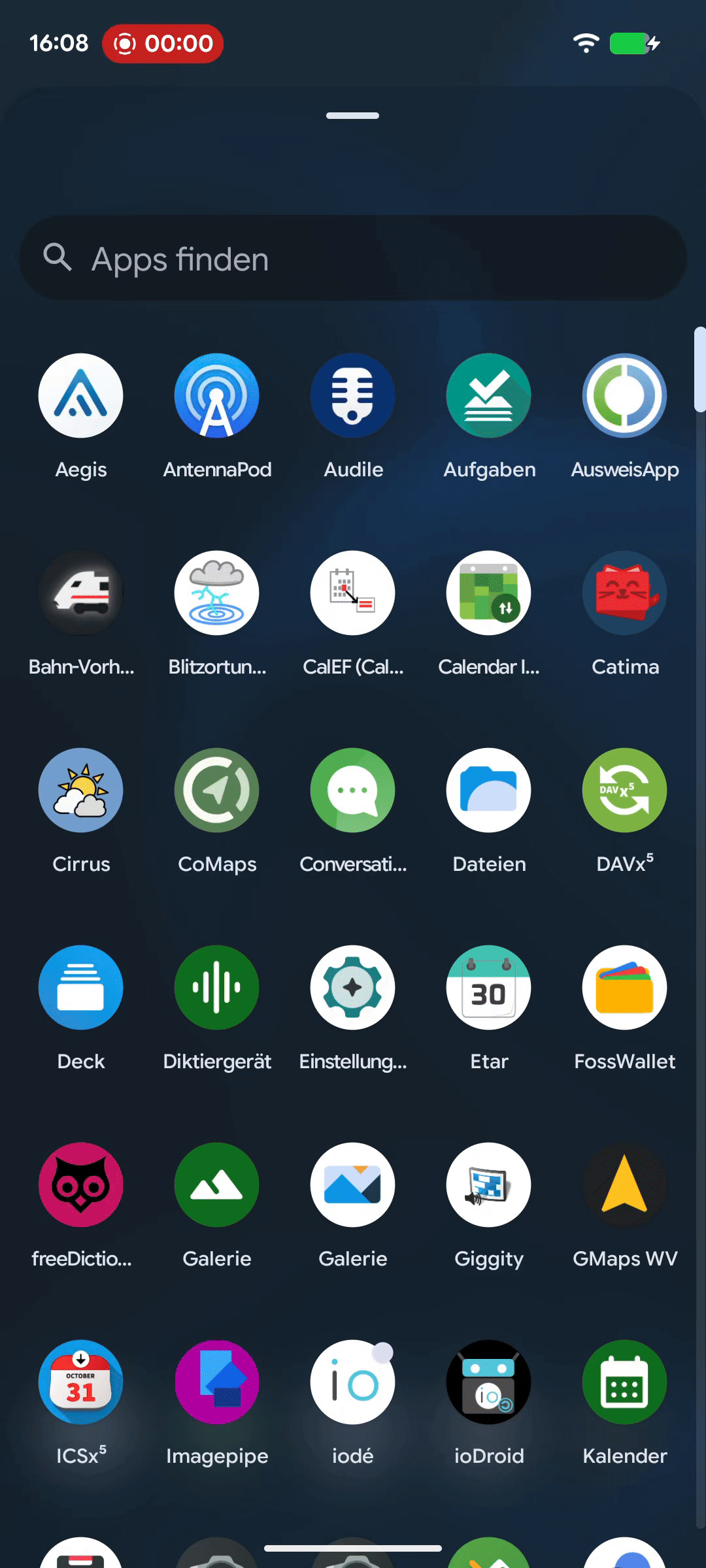 Screen recording on mobile phone while running the fdroidcl script