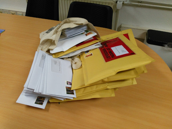 Thursday afternoon batch of letters and packages with information
materials