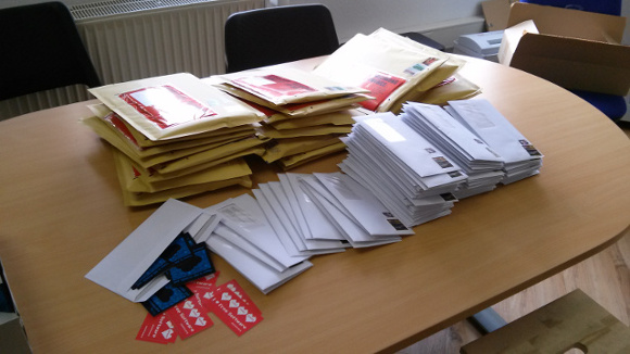 Friday batch of letters and packages of information
materials